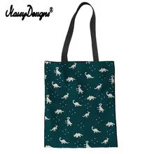 Бесшумная Дизайнерская Женская Холщовая Сумка с принтом динозавра, Повседневная сумка через плечо для школьниц, сумка для путешествий, женская сумка черного цвета