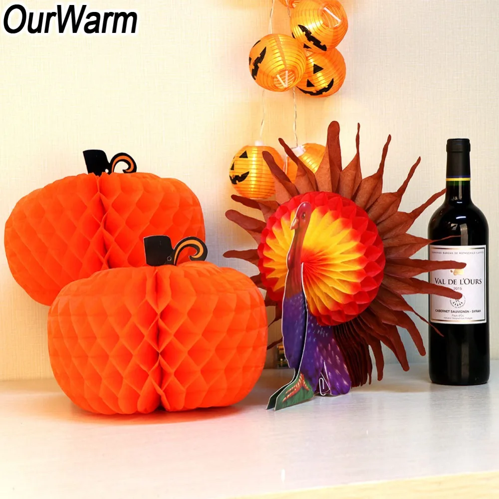 OurWarm Thanksgiving Table Decorations 3D Honeycomb Turkey ...