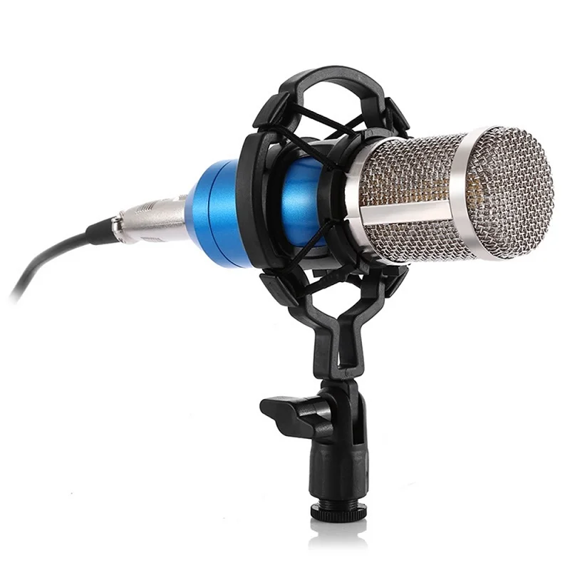 BM 800 компьютерный микрофон 3,5 мм проводной конденсаторный звуковой микрофон с амортизатором для записи - Цвет: Синий
