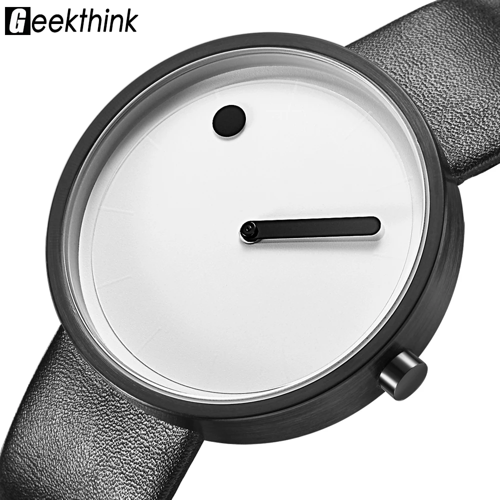Kopen GEEKTHINK Nieuwe Fashion Simple Designer Creative Quartz horloge mannen Luxe Toevallige Zwarte JAPAN Analoge Mannen Relogio Masculino klok