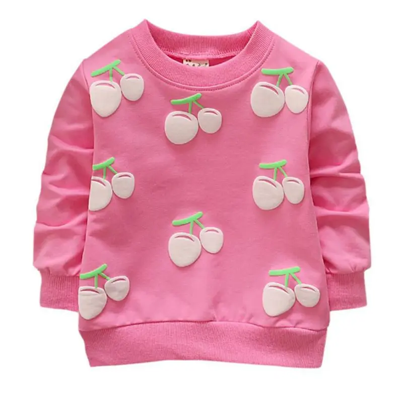 Baby Girls Sweatshirts Toddler Cherry Strawberry Printed Sweatshirts