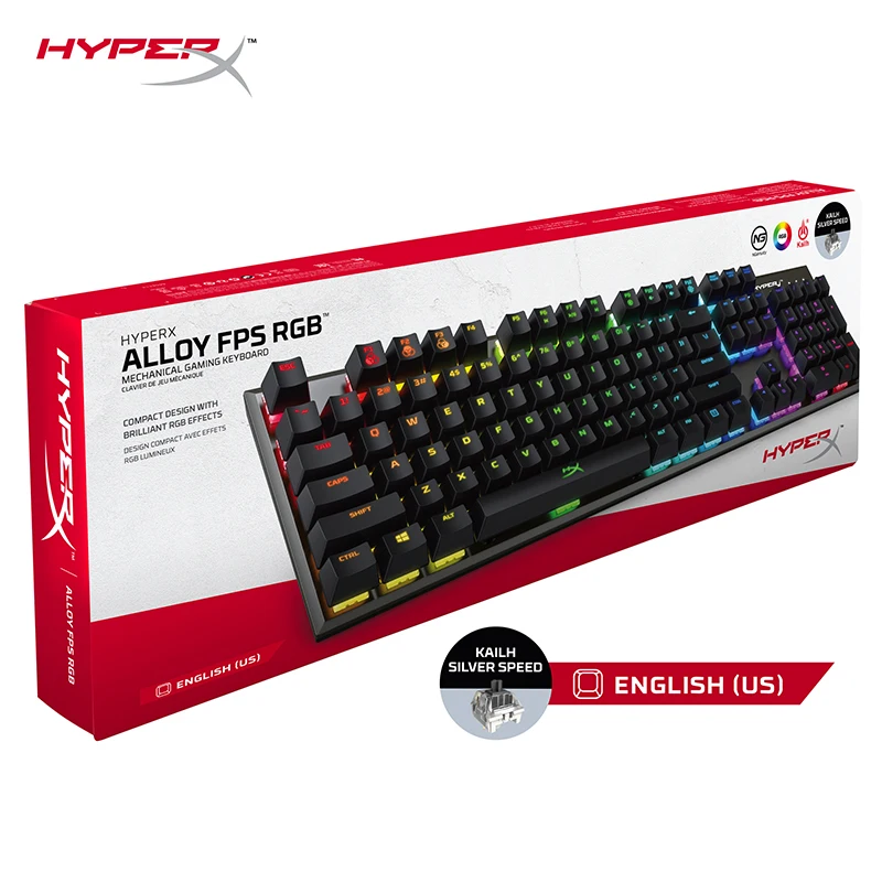Игровая клавиатура HyperX Alloy FPS RGB Kailh серебристые скоростные переключатели с ультра