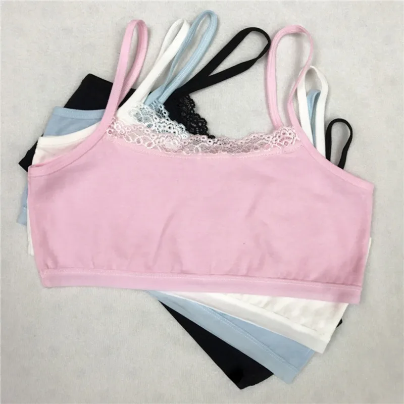 Girl Underwear Cotton Lace Bras Girls Soft Camisoles Sports Bra Top Breathable For Teens Training Bra 8-18Y