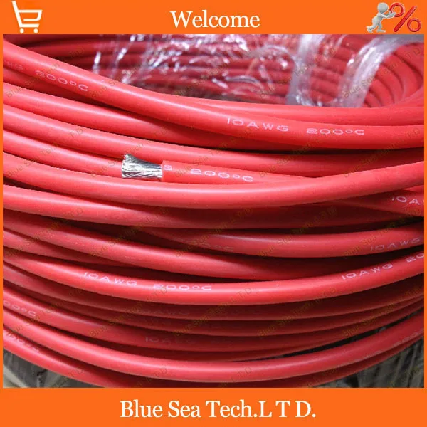 2 м Ультра-мягкий силиконовый тестовый кабель/кабель, 10 AWG 5,3 кв. М, 140А ток,-65C~ 200C Ультра гибкий силиконовый кабель