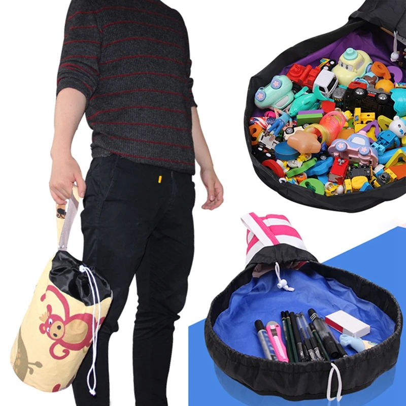 

Portable Kids Toy Storage Bag and Play Mat Toys Organizer Drawstring Pouch Practical Storage Bags Household Save Space