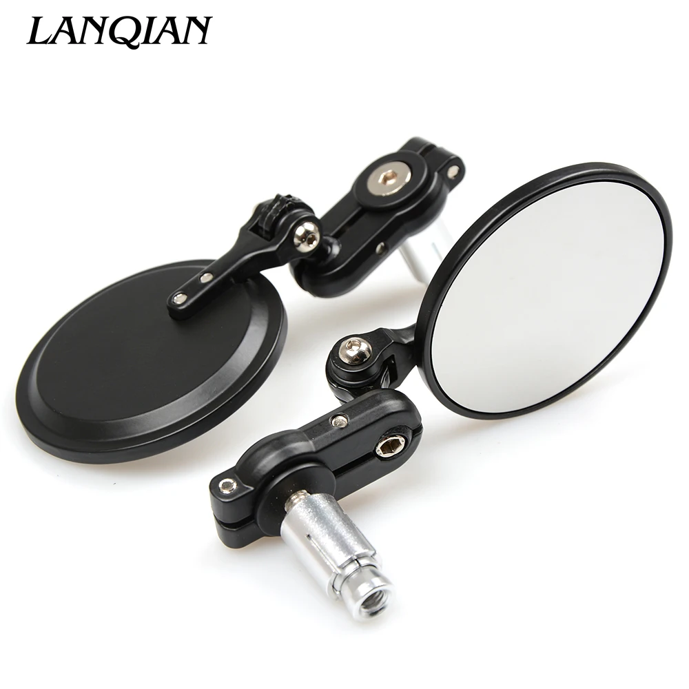 2Pcs Universal Motorcycle Mirror Aluminum Black 22mm Handle Bar End Rearview Side Mirrors Motor Accessories | Автомобили и