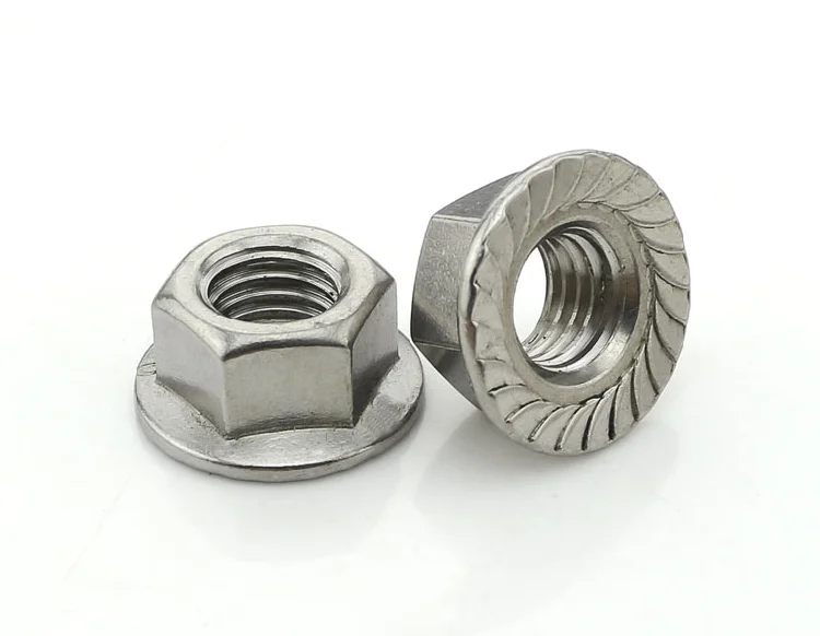 

100pcs M3 M4 M5 M6 M8 M10 M12 Stainless Steel Hex Flange Nut Hexagonal Nut Lock Nut Anti-skid Nut