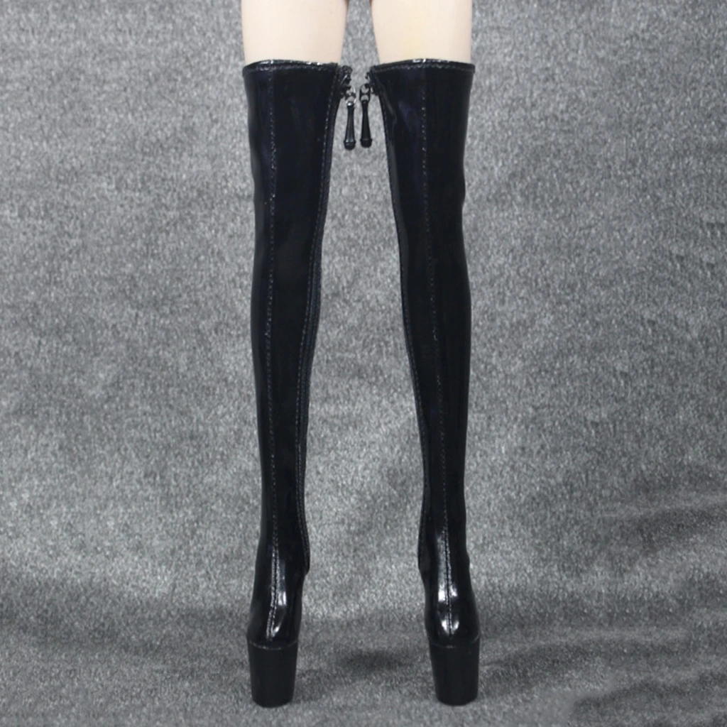 1/6 Female PU Leather Shoes 12inch Action Figure High Heeled Over Knee Long Boots Model Fit  Women Shoes 3Colors