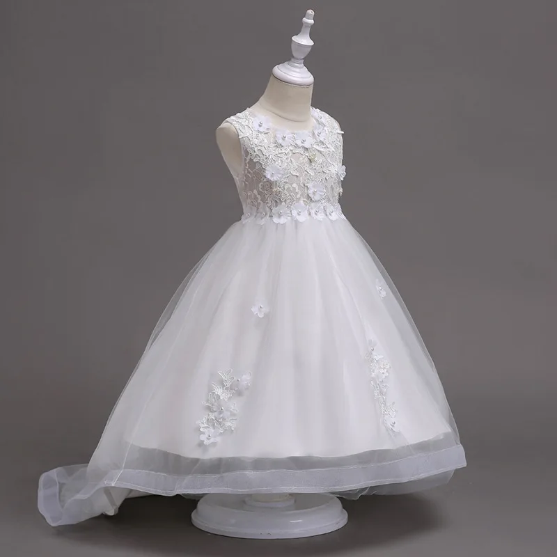 Розовое романтическое праздничное платье подружки невесты на свадьбу для девочек элегантное платье для девочек платье с аппликацией в виде хвоста