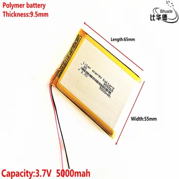 

Good Qulity 3.7V,5000mAH,955565 Polymer lithium ion / Li-ion battery for TOY,POWER BANK,GPS,mp3,mp4