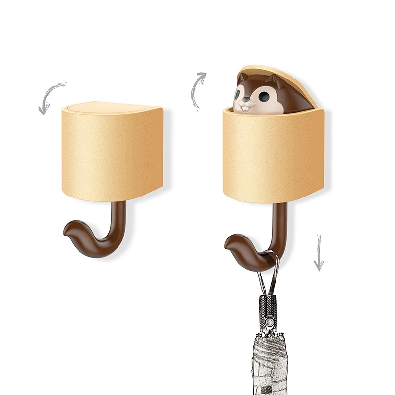 

Squirrel cute hanger wall-mounted coat hook decorative key ring hat scarf handbag storage rack bathroom shelf