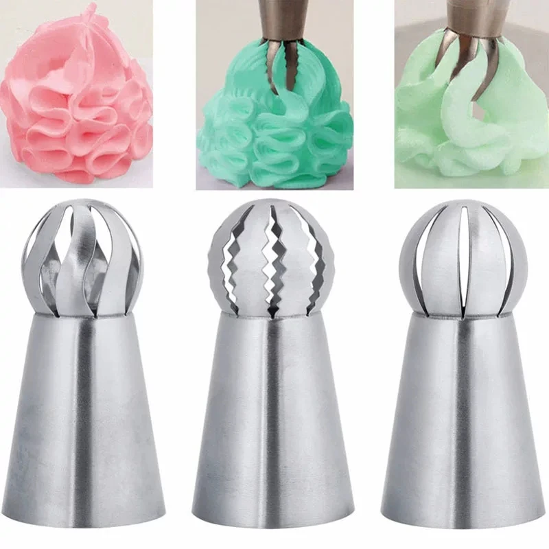 

3PC Cupcake Stainless Steel Sphere Ball Shape Icing Piping Nozzles Tips Cake Decoration Tool Kitchen Cupcake Baking Pastry Tool