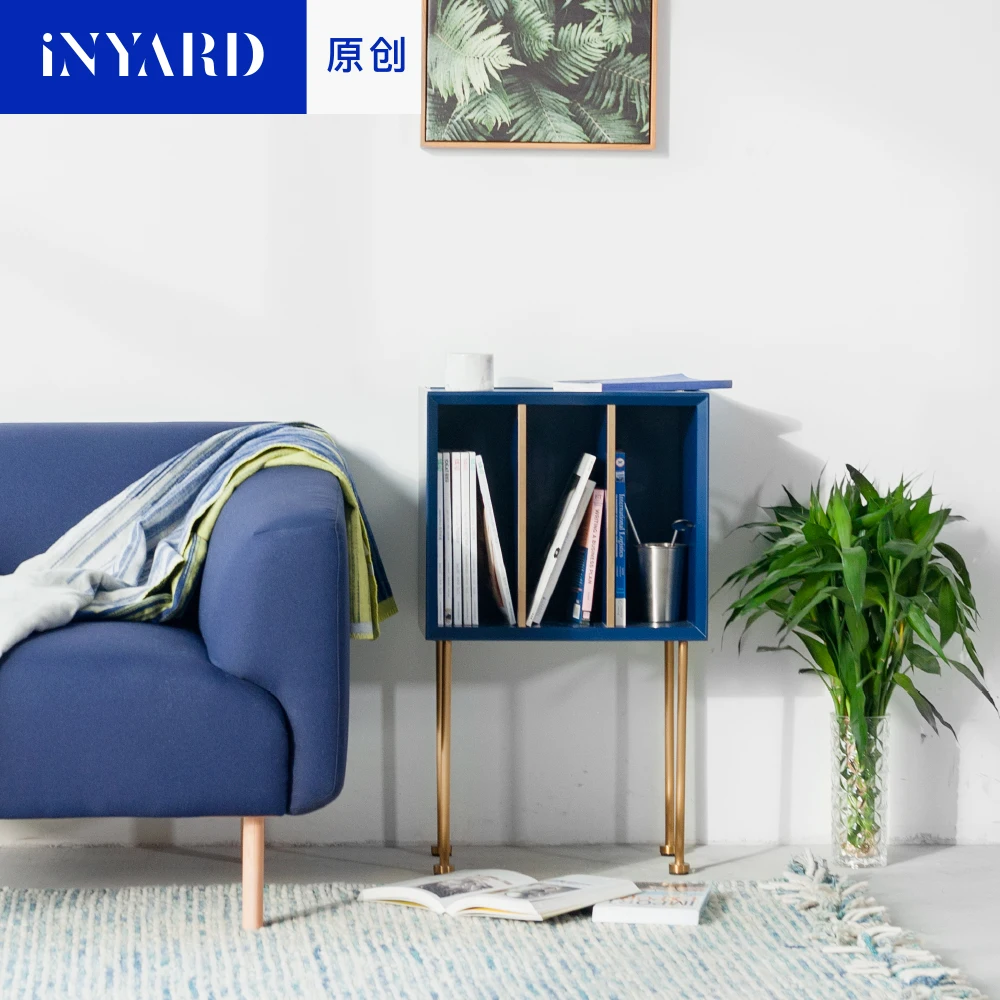 [InYard الأصلي] القراءة الجانب خزائن/الذهب ، الرخام الطبيعي ، الشمال تصميم ، الأزرق خزانة ، أريكة الجانب