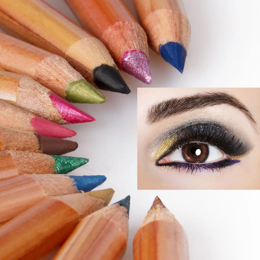 Menow eye makeup wood eyeliner pencil 12 colors sparkle matte glitter