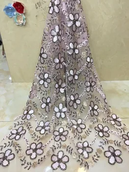 

(5yards/pc) newest design African sequins lace fabric 3d Embroidery French net lace fabric for wedding party dress X4