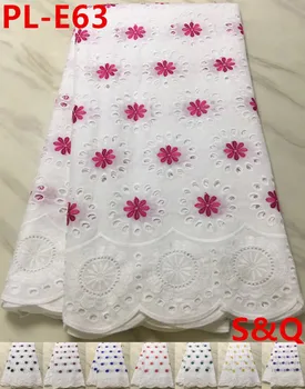 

Hot sale 5yards latest african laces yellow african swiss voile lace in switzerland african fabric for dress cotton lace PL-E63