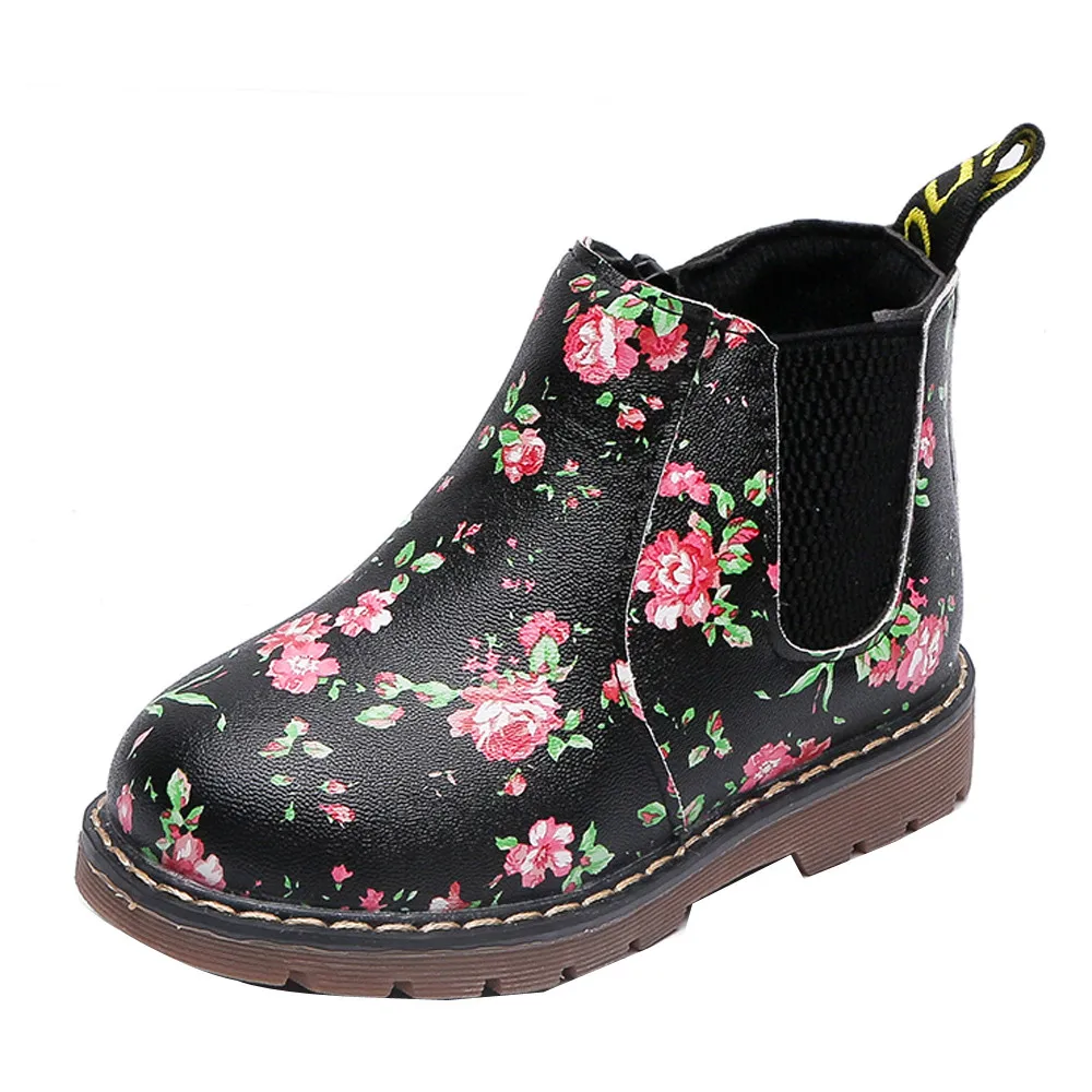 

Cute Print Girls Boots Fashion Floral Boots Kids elegant Martin Boots warm Casual Children shoes #NEW