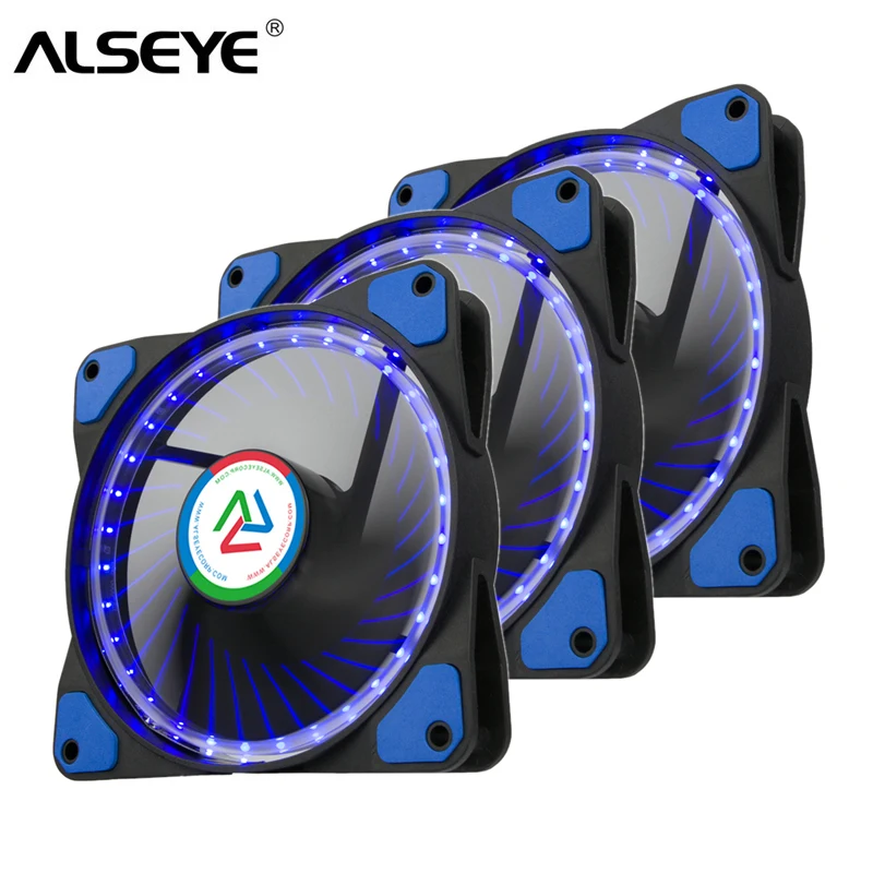 

ALSEYE LED fan for computer case (3 pieces) 120mm 32 LEDs cooler fan 12v 3pin 1100RPM ultra qiuet cooling fans