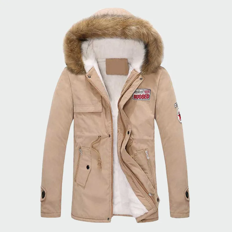 Мужские толстые зимние пальто, теплые мужские куртки с подкладкой, Повседневная теплая парка с капюшоном, новые мужские пальто, Мужская брендовая одежда, M-3XL ML073 - Цвет: Khaki