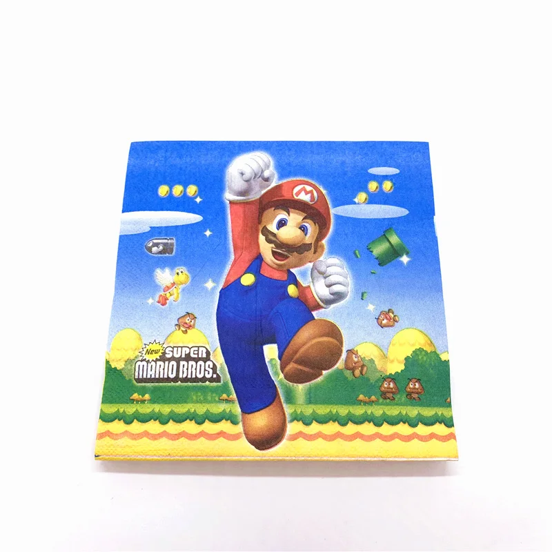 Для 10 человек ребенок мальчик Взрослый день рождения поставки Super Mario Bros вечерние украшения наборы Бумажная гирлянда чашки, ребенок, Душ - Цвет: Napkin-20Pcs