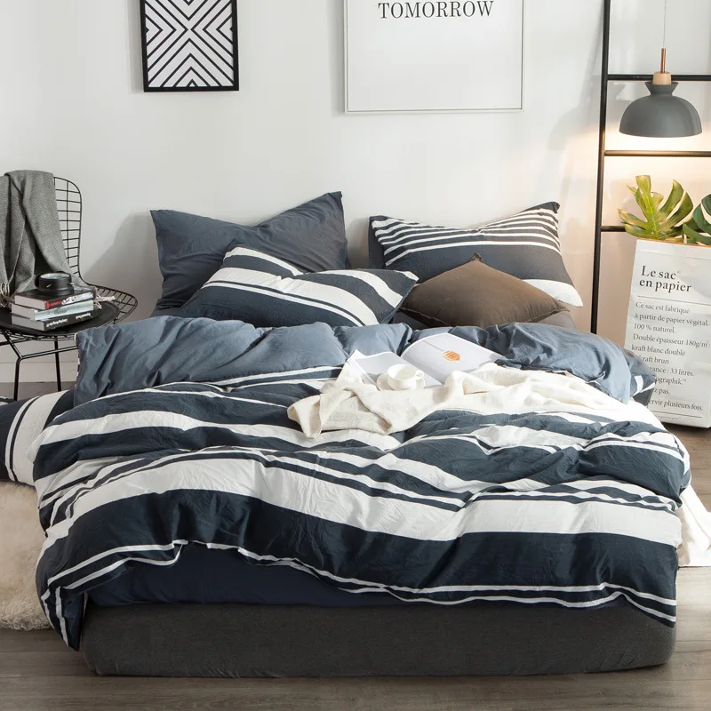 

Ms.O Home Textile Plaid Duvet Cover Cotton Stripe Triangle Geometric Printed Designer Bedding Set Handmade Bedroom Bed Linen