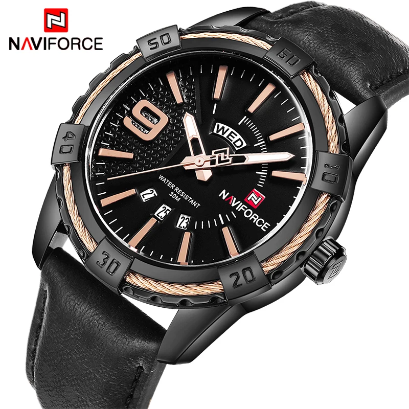 NAVIFORCE Роскошные деловые мужские часы водонепроницаемые спортивные военные