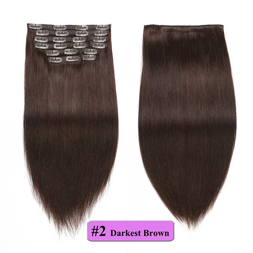 Showcoco человеческие прямые волосы remy на клипсах 10 шт. волосы для наращивания на всю голову 16-24 дюйма - Цвет: Color 2