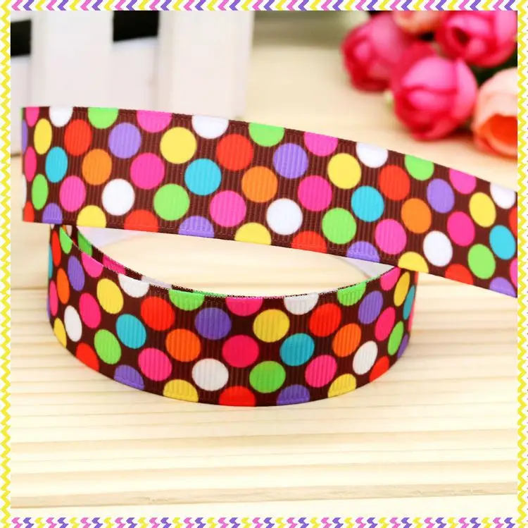 

7/8inch Free Shipping Polka Dots Printed Grosgrain Ribbon material Headwear Party Decoration Diy Wholesale Craft 22mm P4730