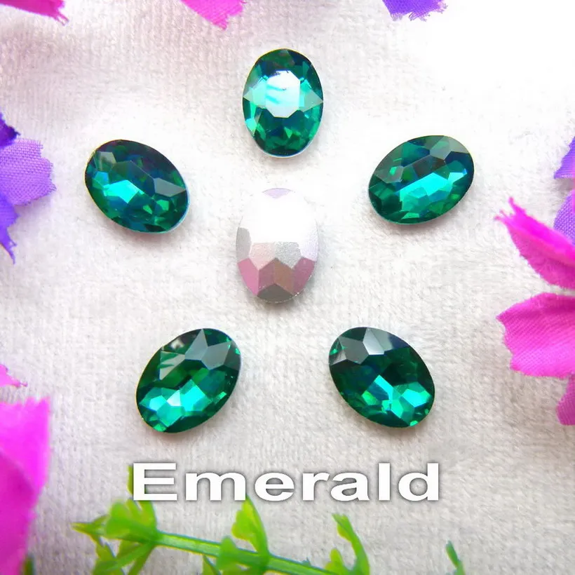 Стеклянный кристалл 4*6 6*8 8*10 10*14 13*18 18*25 20*30 мм Красивые цвета микс овальной формы клей на Стразы бусины орнамент рукоделие diy - Цвет: A12 Emerald