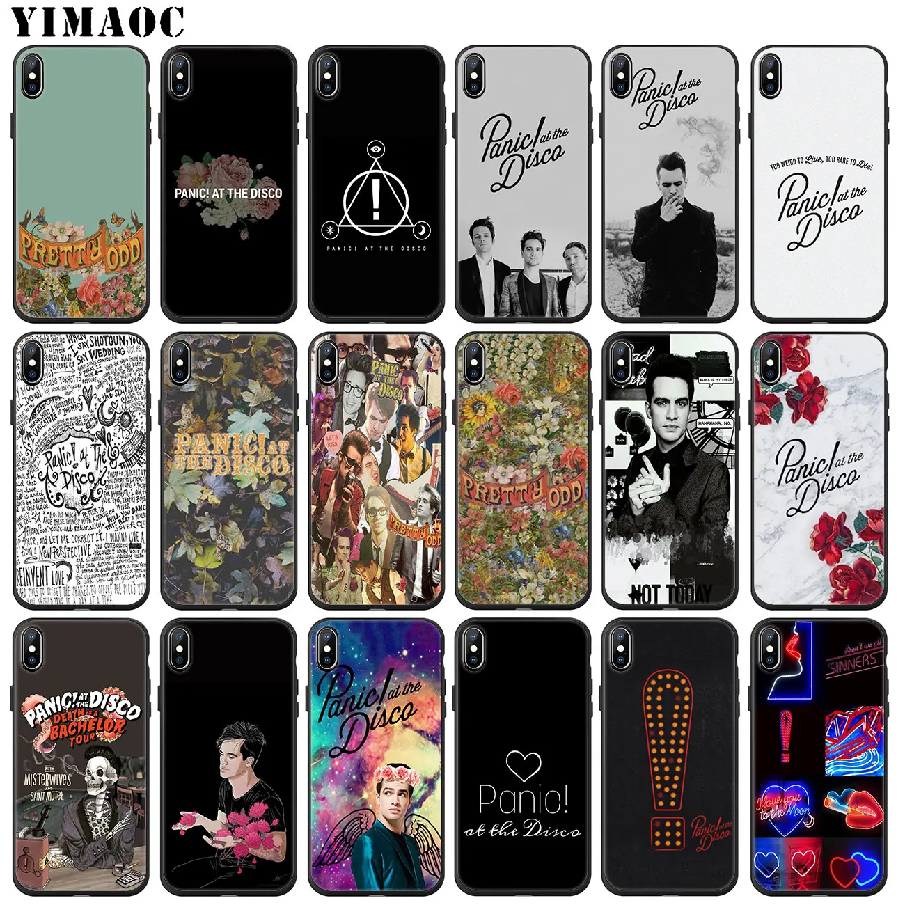 

YIMAOC Panic! At The Disco Soft Silicone Phone Case for iPhone XS Max XR X 6 6S 7 8 Plus 5 5S SE 10 TPU Black Cover