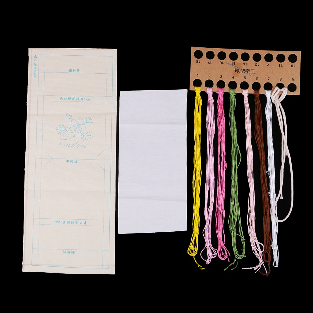 DIY Embroidery Cross Stitch Kit Pouch Canvas Drawstring Bag Handmade Needlework