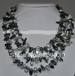 Huij 002887 58 "10-20 мм серый, Черный Цвет Блистер жемчужное ожерелье Бесплатная доставка