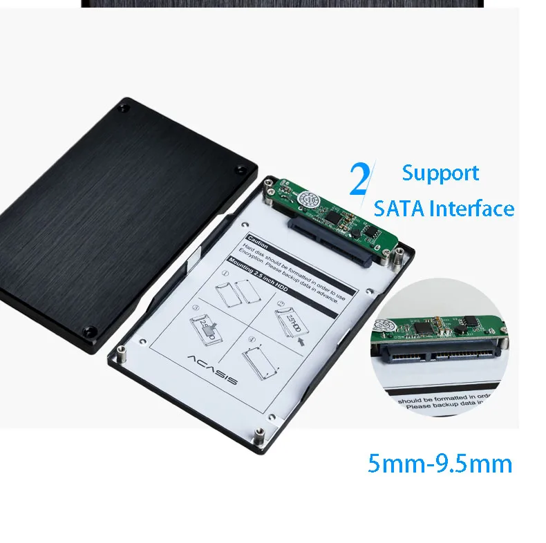 ACASIS FA-2013US 2,5 дюймов ноутбук HDD корпус 5 Гбит/с 2 цвета полностью алюминиевый SATA USB3.0 мобильный жесткий диск коробка