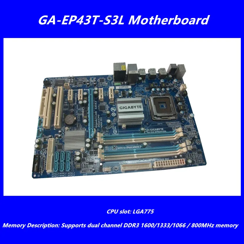For Gigabyte GA-EP43T-S3L Original Used Desktop Motherboard EP43T-S3L For Intel P43 Socket LGA 775 DDR3 ATX On Sale used original for lenovo 945gc m2 lga 775 ddr2 for intel 945 motherboard
