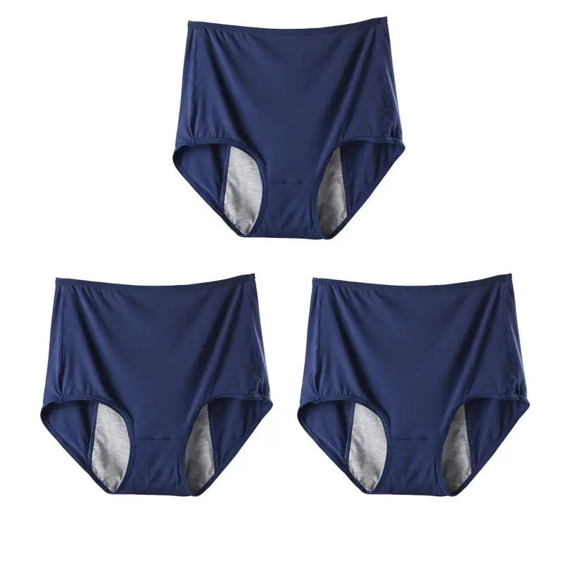 DKERT 3pcs/lot Women Menstrual Period Panties Ladies Underwear Seamless Plus Size Physiological Leakproof Female Briefs - Цвет: Blue Blue Blue