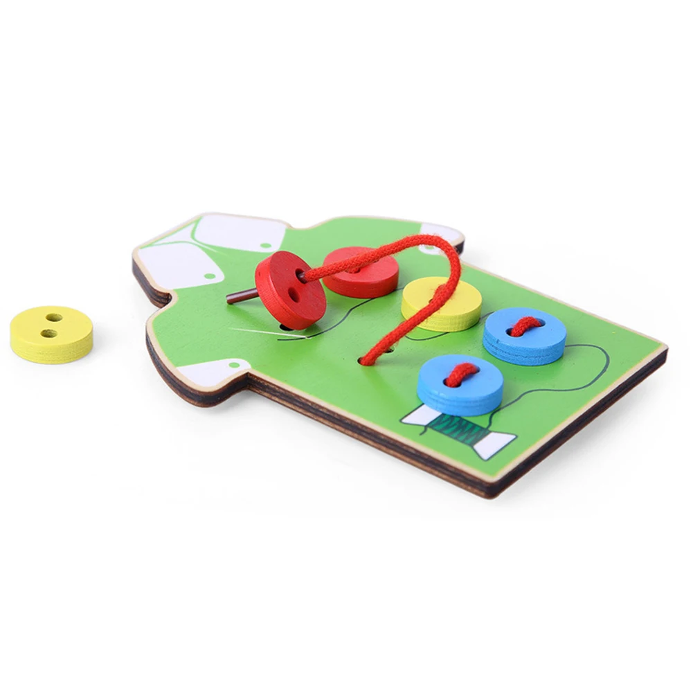  Children Beads Lacing Board Educational Toys Wooden Toys Toddler Sew On Buttons Early Education Tea - 32842686692
