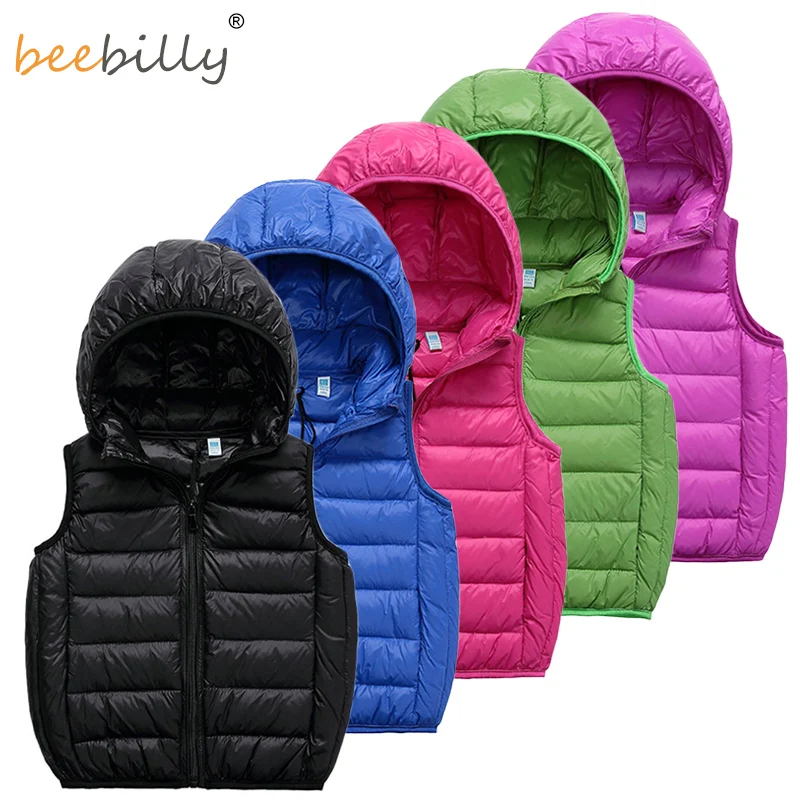 BEEBILLY 2 12 Kids Vest Baby Girls Waistcoat 90 Duck Down Vests Warm Kids Boy Outerwear Coats