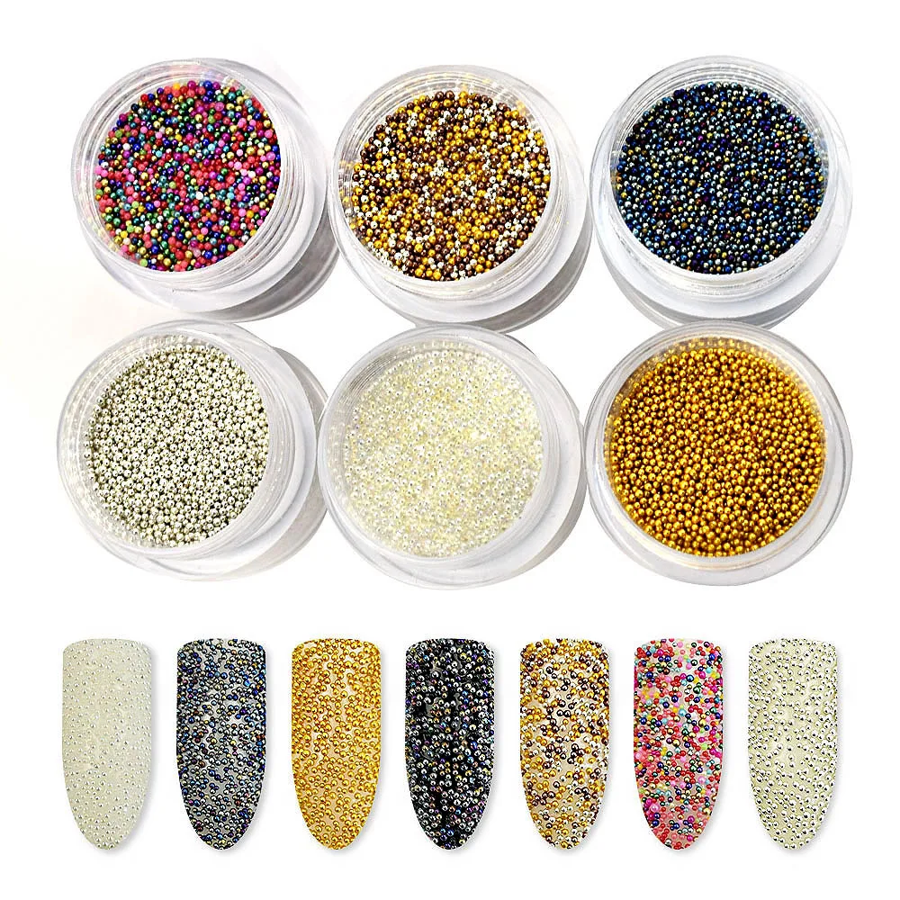 

1 Box 0.6~0.8mm Mini Caviar Beads Rhinestone For Nails Colorful Micro Beads Crystal 3D Nail Art Decorations MJZ2135