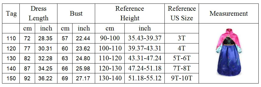 Платье принцессы Анны для девочек; детское платье с цветочным рисунком на Рождество и День рождения; праздничный костюм с накидкой; платье Снежной Королевы; детское нарядное платье Анны