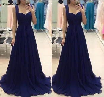 

Navy Blue Beach Bridesmaid Dresses 2020 Spaghetti Pleats A Line Long Maid of Honor Dress Wedding Guest Party Gowns Cheap Custom