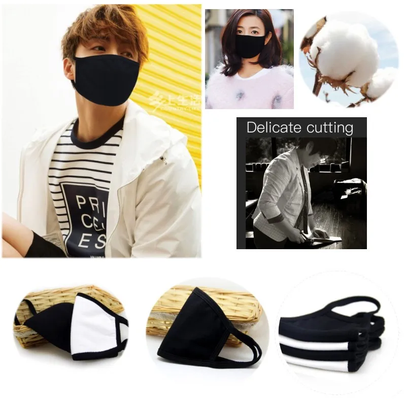 

1 PC Unisex Kpop Idols Black Cotton Face Mouth Mask