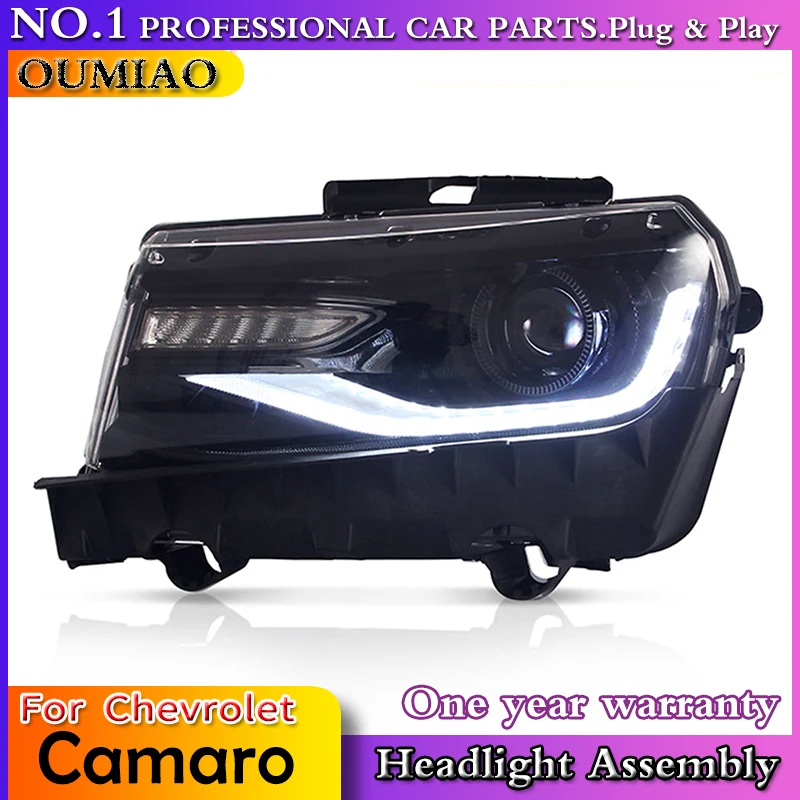 OUMIAO светодиодный фары налобный фонарь для Chevrolet Camaro 2009- фар автомобиля двойной ксеноновой линзы светодиодный DRL Желтый поворотный разъем и p