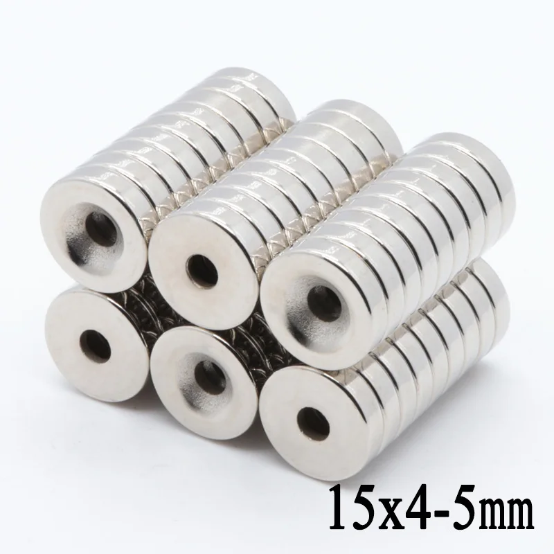 

15/20/30*4 Hole 5mm N35 Mini Super Strong Countersunk Block Ring Magnets 15x4-4mm Rare Earth Permanet Neodymium Magnet