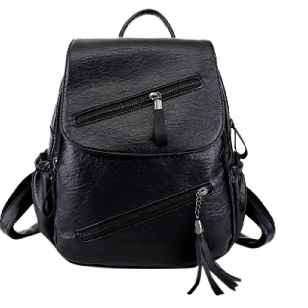 

2019 Bagpack Fashion Ladies Solid Color Zipper Wild Large Capacity Backpack Student Bag Dropshipping mochila mujer