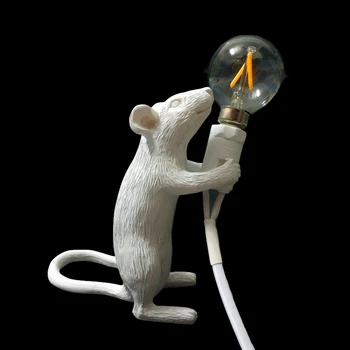 

Modern Desk Lamp Mouse Resin White Black Gold LED E12 EU/USA Plug Rat Table Lamp Light Desk Light Kids Gift Animal Table Light