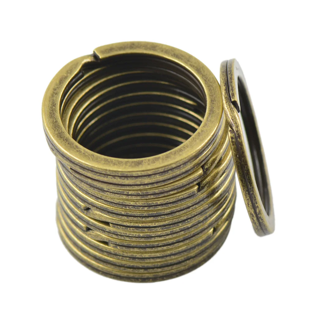 12pcs Antique Bronze 28mm Diameter Metal Flat Split Key Chains Rings