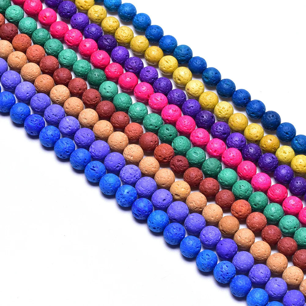 

1 strand/lot 6 8 10 12mm Natural Stone Bead white Black Lava Bulk Loose Stone Beads For DIY Bracelet Necklace Jewelry Making