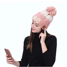 XEONGKVI 4,2 беспроводной Bluetooth Музыка Knittes шапки бренд осень зима теплые Плотные хлопковые для женщин Skullies шапочки