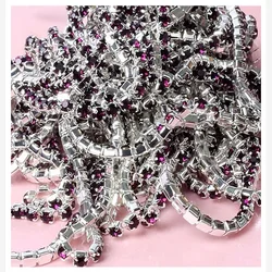 Vibrant 30 - Color Glass Crystal Rhinestone Chain for DIY Fashion and Decor (Deep Purple)
