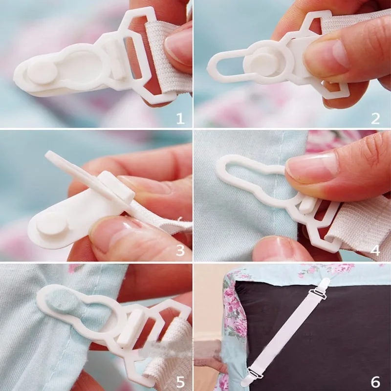 4pcs Bed Sheet Mattress Cover Blankets Grippers Clip Holder Elastic Adjustable Bed Sheet Cord Hook Loop Straps Strap Suspender Gripper Fasteners Elastic (8)
